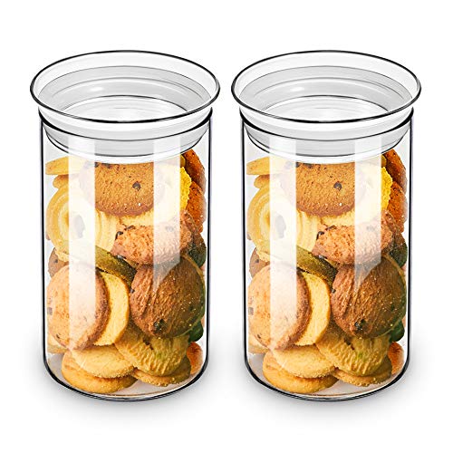 ZENS Glass Jars with Airtight Lid Set of 2, 37oz Kitchen Storage Jars | Clear Glass Canisters with Airtight Lids, Thick Borosilicate Glass Airtight Containers for Cereal, Dry Food Storage - size: 8-37oz 2Pack