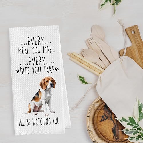 Funny Beagle Dish Towels Set - Beagle Gifts Decorative Waffle Weave Kitchen Towels, Hand Towel, Tea Towel (16×24 Inches, Set of 2) - color: Beagle