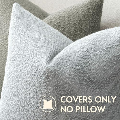 OTOSTAR Pack of 2 Textured Boucle Throw Pillow Covers Square Pillow Cases Cozy Soft Decorative Couch Cushion Case for Chair Sofa Bedroom Living Room Home Decor 20 x 20 Inch, Blue Grey