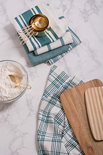 DII Assorted Woven, Kitchen Dishtowel Set, 18x28, Teal, 5 Piece - color: Teal
