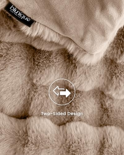 Ultra Soft Cozy Faux Fur Throw Blanket, Fuzzy Plush Thick Bubble Blanket, Oversize Luxury Fluffy Blanket for Couch, Sofa, Bedroom, and Living Room, 50x60 Inches, Light Brown - color: Bubble Light Brown, size: Throw