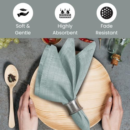 Cloth Dinner Napkins 100% Cotton Set of 6 - Soft Durable Washable - Ideal for Farmhouse Parties Wedding Christmas Easter - Perfect Everyday Use Table Cloth Napkins 18x18 Sage Green - color: Sage Green