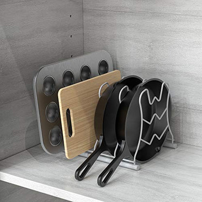 Deco Brothers Pan Organizer Rack for Kitchen Cabinet and Counter, White - color: White