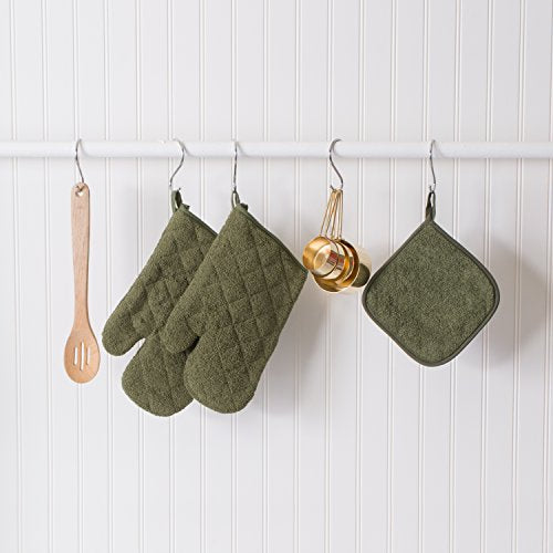 DII Basic Terry Collection 100% Cotton Quilted, Oven Mitt, Sage, 2 Piece - color: Sage, size: Oven Mitt