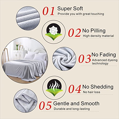 Polar Fleece Blankets Twin Size for The Bed Extra Soft Brush Fabric Super Warm Sofa Blanket 66" x 90"(Light Gray Twin) - color: Gray, size: Twin (90-Inch-by-66-Inch)