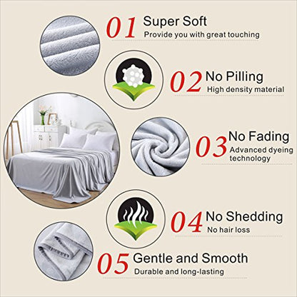 Polar Fleece Blankets Twin Size for The Bed Extra Soft Brush Fabric Super Warm Sofa Blanket 66" x 90"(Light Gray Twin) - color: Gray, size: Twin (90-Inch-by-66-Inch)