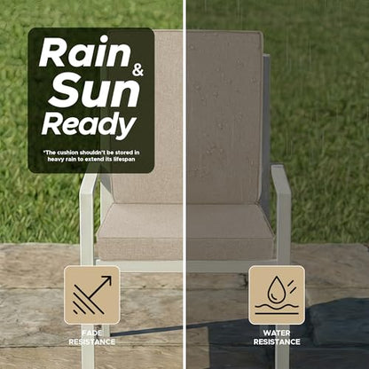 Outdoor Chair Cushions, Water-Resistant & Fade-Resistant, Patio Furniture Lawn Dining Chair Seat Replacement with Mid Back, Ties Zipper, Removable Cover, 18 x 16.5 Inch, Set of 1, Natural - color: Natural, size: 18" x 16.5" 1 Pack
