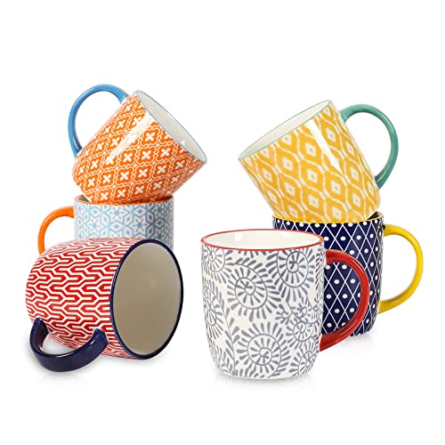 Selamica 10 oz Coffee Mugs Set of 6 with Handle, Coffee Cups Ceramic for Cappuccino Latte Cocoa Milk Tea, Dishwasher Microwave Safe, Assorted Colors - color: Assorted Colors, size: 10 Oz,set of 6