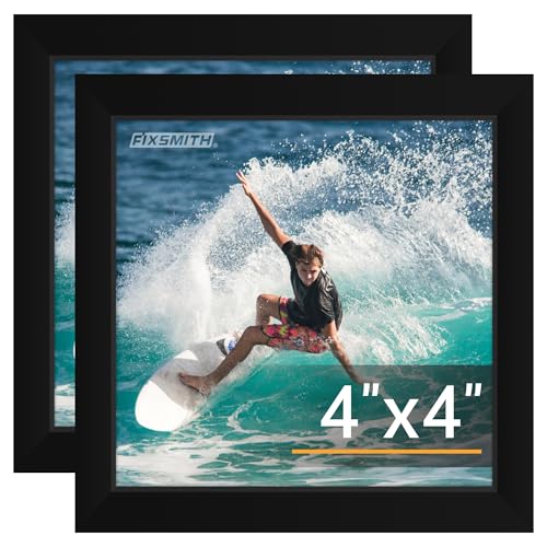 4x4 Picture Frame Set of 2, 4x4 Photo Frames with HD Plexiglass for Wall Hanging or Tabletop Display, Black - color: Black, size: 4"×4"