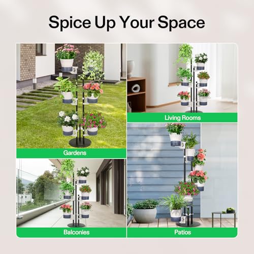 VIVOSUN Metal Plant Stand, 6-Tier Vertical Planter Tower with Self-Watering | Modular Shelf for Indoor & Outdoor Use - size: 6-Tier-White
