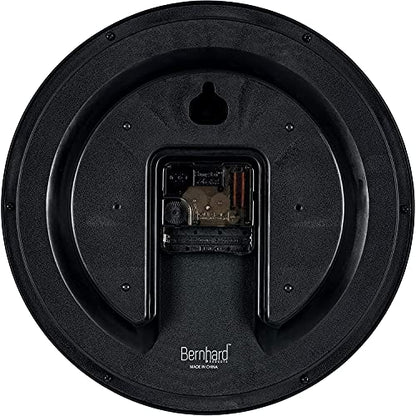 Bernhard Products Black Wall Clock Silent Non Ticking 10 Inch Quality Quartz Battery Operated Round Easy to Read Home/Office/Kitchen/Classroom/School Clock Sweep Movement - size: 10 Inch