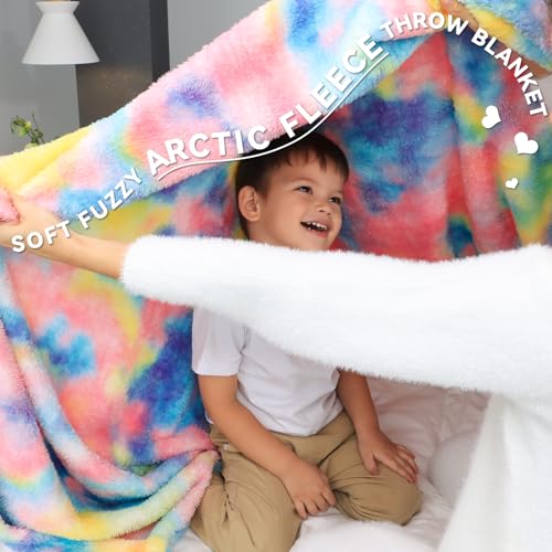 MUGD Fleece Blanket Throw Blanket Throw Blanket for Couch Soft Lightweight Cozy Microfiber Blankets & Throws - color: Pink Rainbow, size: Throw(50"x70"/ 130x150cm)