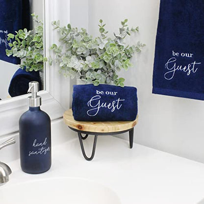 AuldHome Design Guest Towels (Set of 2, Blue); Be Our Guest Monogrammed Hand Towels