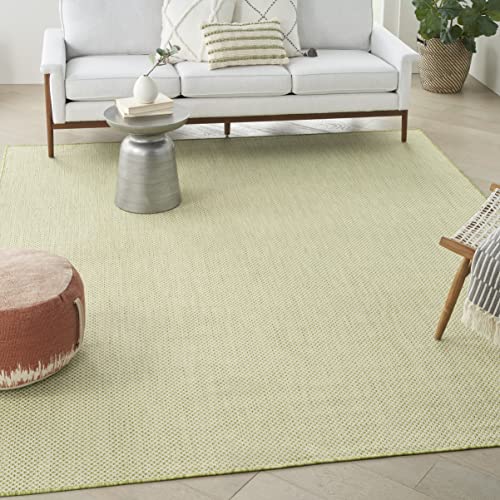 Nourison Home Courtyard Ivory Green 7' x 10' Area Rug - Easy Clean, Non Shedding, Bed Room, Living Room, Dining Room, Kitchen (7' x 10') - color: Ivory Green, size: 7' x 10' (Rectangular)