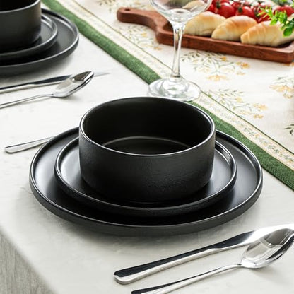 26 OZ Ceramic Cereal Bowls Set, 6 Inch, Set of 4, Modern Black | Dishwasher & Microwave Safe, Handcrafted, For Breakfast, Soups, Oatmeal, Ramen, Pho, Udon, Soba - color: Black, size: Cereal Bowls Set (4PCS)