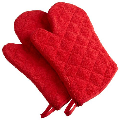 DII Basic Terry Collection 100% Cotton Quilted, Oven Mitt, Red, 2 Piece - color: Red, size: Oven Mitt