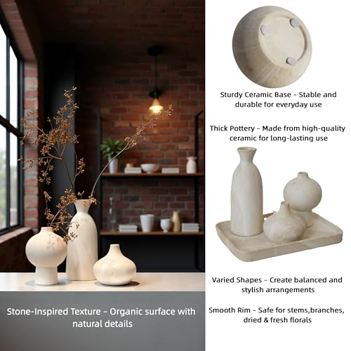 White Ceramic Vase Set of 3