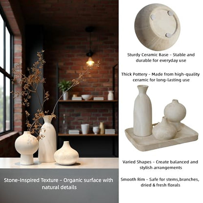 White Ceramic Vase Set of 3