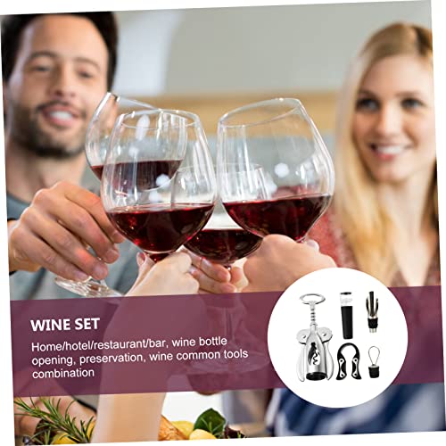 Ciieeo Multi-functional Stainless Steel Wine Bottle Opener Set Kit with Corkscrew Foil Cutter Vacuum Stopper and Pourer for Home Parties and Restaurants