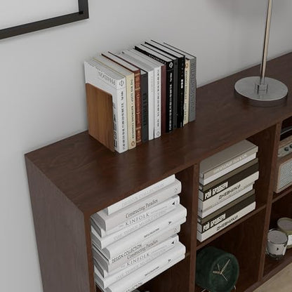 Brosisincorp Walnut Wood Book Ends for Shelves - Hand Polished Edges, Non-Skid Bookends for Heavy Duty Book Holders Office Desk Shelves Decorative Book Organizer, 6.69"H x 4.72"W x 3.94"L (2 Pairs) | 6.69"Hx4.72"Wx3.94"L, Heavy Duty Wooden Bookend with St