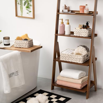 GRANNY SAYS Bundle of 1-Pack Large Butter Milk Wicker Basket for Storage & 3-Pack Medium Wicker Shelf Baskets