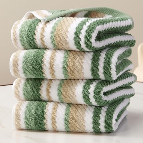 VOOVA & MOVAS Hand Towels 4 Pack, 100% Cotton, 16x27 in, Sage Beige | Suitable for Bathroom & Guest Room, Quick Dry, Soft, Absorbent, Lightweight, Luxury Towels - color: Sage + Green + Beige Striped, size: 4 PC Hand Towels (16"x27")
