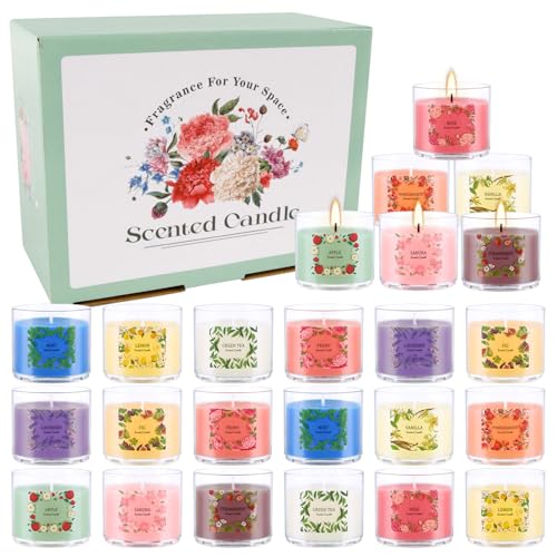 Scented Candles Gift Set, 24 Pack 2oz Soy Wax Aromatherapy Candles with 12 Fragrances, Long Lasting Smokeless Candles in Clear Acrylic Cups with Cotton Wick, Birthday Gifts for Women, Home Decor - color: Muti-color, size: 24pack
