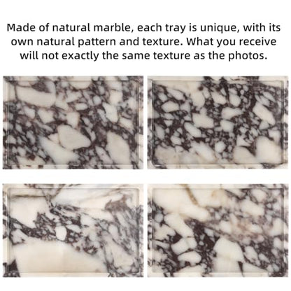 Marble Bathroom Vanity Tray, Calacatta Viola, 12" x 8" x 0.8" | Home Kitchen Bathroom Tray, Natural Stone Decorative Countertop Trays, Soap Dispenser Perfume Key Trinket Ring Tray - color: Calacatta Viola