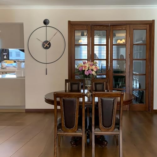 30.7×20 Inch Large Modern Decorative Giant Pendulum Wall Clocks,Big Classical Metal Dial Wall Clock with Walnut Pointers for Living Room,Office,Entryway,Dining Room Decor - size: 30.7×20 inch