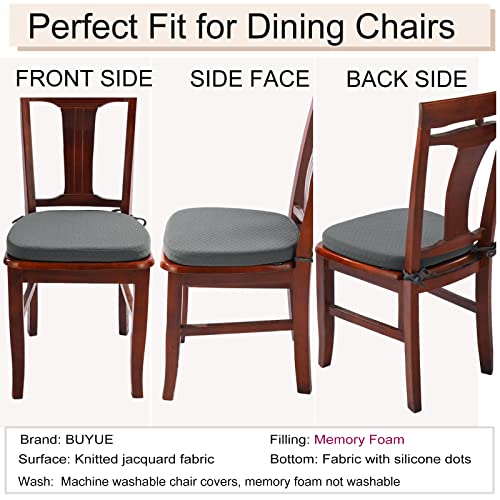 BUYUE Luxury 100% Pure Memory Foam Chair Cushion 1 Pack, Jacquard 16" U-Shape Comfortable Dining Chair Pad, Removable Slip Resistant Kitchen Chair Seat Cushion, (1 piece, Grey) - color: Grey
