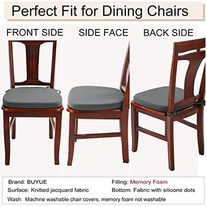 BUYUE Luxury 100% Pure Memory Foam Chair Cushion 1 Pack, Jacquard 16" U-Shape Comfortable Dining Chair Pad, Removable Slip Resistant Kitchen Chair Seat Cushion, (1 piece, Grey) - color: Grey