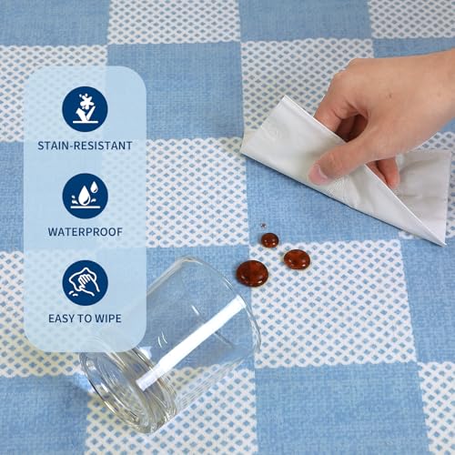 GarveeHome Checkered Blue 2x6 Washable Kitchen Runner Rug Low-Pile Entryway | Light Blue Small Area Rug for Hallway Bedroom Bathroom Non-Slip Stain Resistant Geometric Rugs TPE Backing - color: Light Blue, size: 2' x 6' (Rectangular)