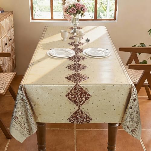 Rectangle Heavy Duty Vinyl Tablecloth Flower Gold Waterproof Oil-Proof Table Cloth Wipeable Fabric Table Cover Protector for Banquet Gathering Birthday Use（Gold Metallic Flower 54"x78"） - color: Gold Metallic Flower