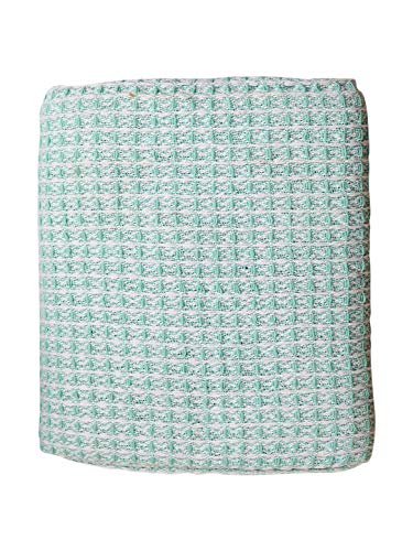 Two Tone Hanicom Cotton Throw 50X60- Aqua - color: Aqua Honeycomb