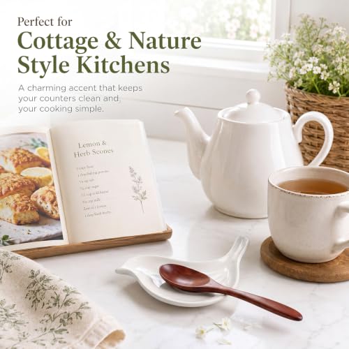 Cute Bird Spoon Rest for Stove Top Farmhouse Kitchen Decoration | Spoon Holder for Stove Counter, White, Cute Utensil Rest, Cooking Lovers, Housewarming Gifts, 5.3 x 4.5 Inches - style: Bird