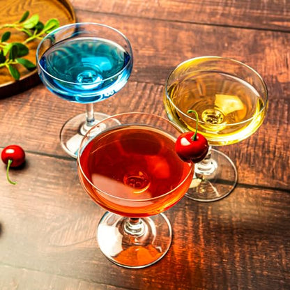Coupe Champagne and Cocktail Glasses Set of 12, 7 oz | Daiquiri Manhattan Glasses Martini Drinking Set for Parties, Bars and Gifts - size: Set of 12, 7 oz