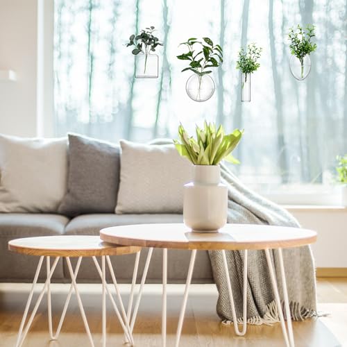 4 Pcs Wall Hanging Planter Wall Window Propagation Station Hanging Planter Glass Terrarium Container Plant Propagation Station Vase for Garden Office Decor(Geometric)