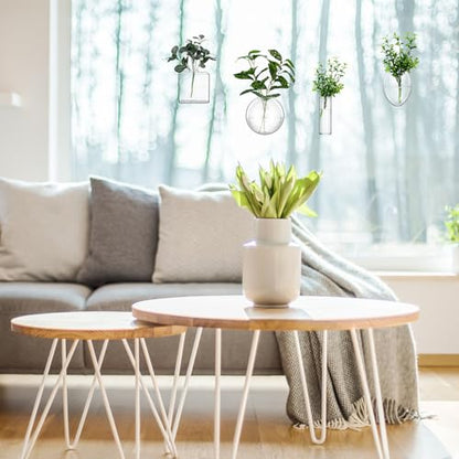 4 Pcs Wall Hanging Planter Wall Window Propagation Station Hanging Planter Glass Terrarium Container Plant Propagation Station Vase for Garden Office Decor(Geometric)