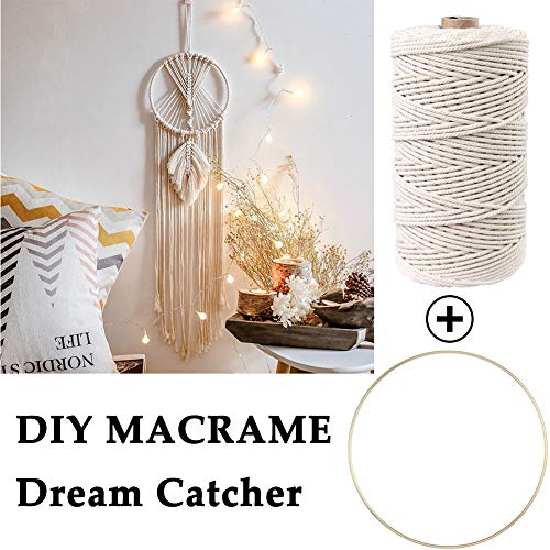 152pcs Macrame Kit for Beginners: Natural Cotton Macrame Cord, Wooden & Metal Rings, Beads, Sticks & Hoops - Perfect for Macrame Plant Hangers & Home Decor - size: 3mm x 220yards set-152pcs