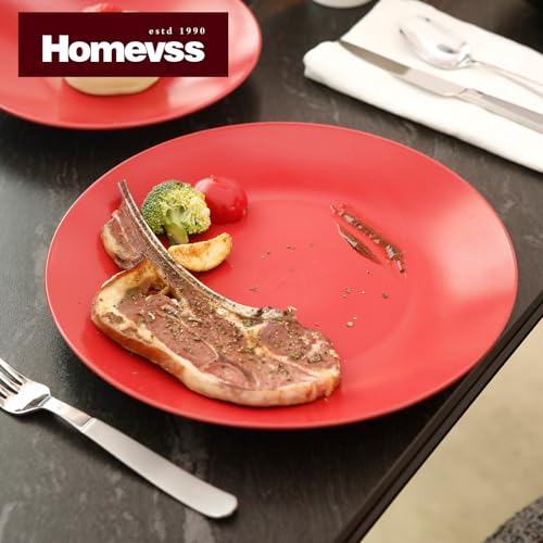 Stoneware Two-Tone Colors Life 16pc Dinner Set， Outside Shiny Black + Inside Matee Glaze Red - color: Red, size: 16pc Set