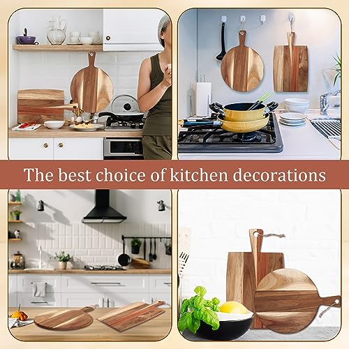 Hsei 2 Pcs Acacia Wood Cutting Boards Charcuterie Board | with Handles, Charcuterie Boards for Cheese, Meat Bread, Steak, Round, Rectangle, Decorative Serving Boards - size: 17x10", style: Classic