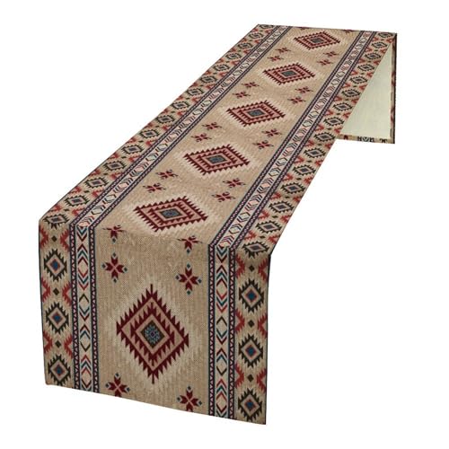 Vintage Aztec Table Runner, American Southwestern Geometric Tribal Ethnic Native Table Runner for Kitchen Farmhouse Wedding Party Holiday Dinner Home 13x36in - color: Aztec-10, size: 13x36in