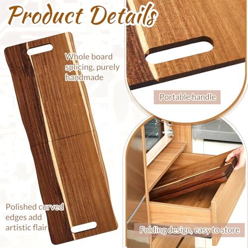 FoldTier Large Acacia Charcuterie Board with Handles 33 x 12 Inch Extra Large Christmas Wood Foldable Serving Tray Rectangular Appetizers Cheese Food Meat Board for New Home Party Housewarming Gifts - size: 33" x 12" x 12"