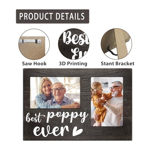 Father's Day Poppy Gifts, Poppy Gifts 3D Photo Frame Hold 4x6 Inches Two Photos, Birthday Gift for Him from Grandkids, Who Wants Nothing - color: poppy