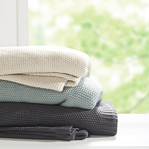 INK+IVY Bree Knit Throw Blanket for Bed, Sofa, and Couch, Lightweight, Breathable, Soft & Cozy Summer Blanket, Full/Queen (90 in x 90 in), Charcoal - color: Charcoal, size: Full/Queen (90 in x 90 in)