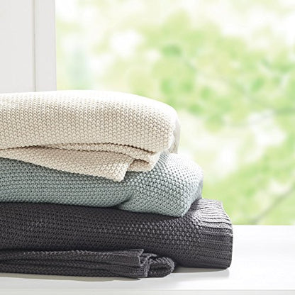 INK+IVY Bree Knit Throw Blanket for Bed, Sofa, and Couch, Lightweight, Breathable, Soft & Cozy Summer Blanket, Full/Queen (90 in x 90 in), Charcoal - color: Charcoal, size: Full/Queen (90 in x 90 in)