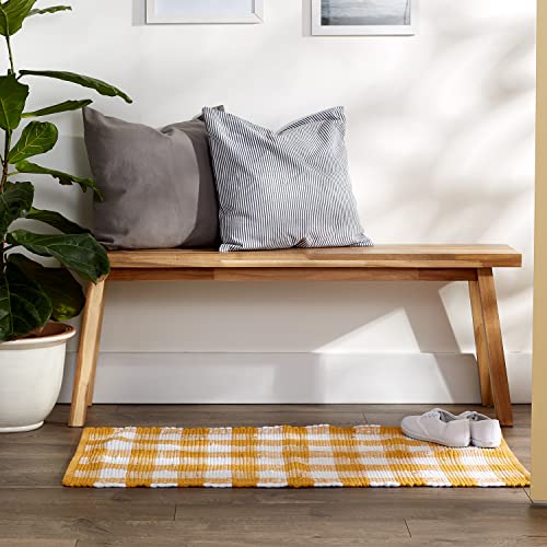 DII Buffalo Check Rug Collection, Hand Dyed Reversible Chindi Rug, 26x40, Honey Gold - color: Honey Gold, size: 2'2" x 3'4" (Rectangular)