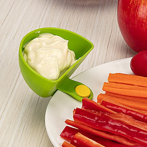 Dip Clip for Bowls Plates 4PCS Plastic Dip Clip Bowl Plate Holder Chip and Dip Serving Set Sauce Holder for Spice Tomato Sauce Salt Veggie Vinegar Ketchup Chips (4 Colors)