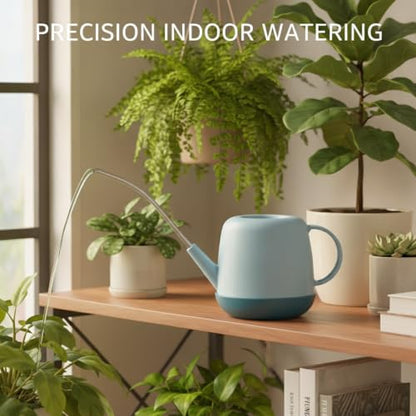 Long Spout Watering Can for Indoor Plants, Durable PP Plastic Pot Waterer with Precision Flow Control for Hanging Baskets and Dense Foliage - color: Blue