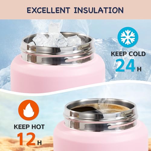 Kerilyn 12oz Kids Water Bottle, Stainless Steel Insulated Water Bottle for Kids, Toddler Cup With Straws Leak-proof, Toddler Water Bottles for School Boys Girls, BPA Free, Pink - color: Pink